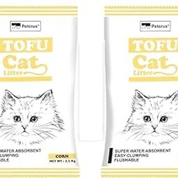 Petcrux Tofu Cat Litter | Natural Flushable Clumping Litter | Plant Based Biodegradable | Ultra Odour Control | Dust Free | Low Tracking Cat Litter Total 12L - 5kg (Corn - 2 Packs of 2.5kg)-picture-23