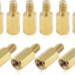Uenhoy 20 Pcs M4 Male to Female Thread Brass Hex Standoff Spacer Pillar, M4 x 10 + 6mm Hex Standoff Cylinder Spacer for PCB Computer & Circuit Board-picture-37