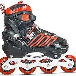 KAMACHI K-1006 Adjustable Aluminium Body Inline Skates (Red, Large)-picture-11