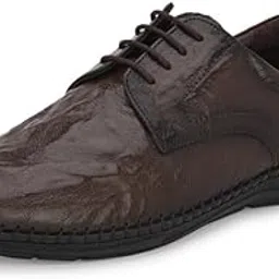 HITZMen's Brown Leather Casual Lace-Up Shoes-image-1