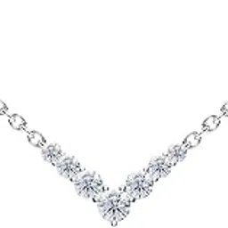 V Shape Crystal Cubic Zirconia Diamonds Pendant Charm Necklace for Women & Girls | Stylish Design with Extendable Chain | Skin Friendly and Ideal Gift For Multiple Occasion-image-15