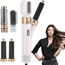 Drumstone 𝟏𝟓 𝐘𝐞𝐚𝐫𝐬 𝐆𝐮𝐚𝐫𝐚𝐧𝐭𝐞𝐞 5 in 1 Hot Air Brush Styler for Women – Hair Dryer Brush with Detachable Heads, Volumizer, Straightener, Curler – Electric Hair Styler for All Hair Types-image-2