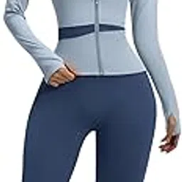 khwaish store Women's 3 Piece Gymwear Workout Set, Sports Bra & High Waist Stretchable Tight Legging With Sports Yoga Full Sleeve UV Protection Top Jacket-picture-14