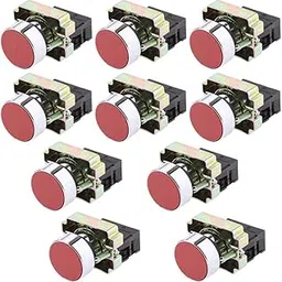UJEAVETTE 10 Pieces Red Momentary Self-Reset Flush Push Button Switch 1 NC N/C 22mm-image-61