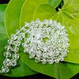 Rudrarise Precious Diamond CutSphatik Mala in Silver Chain Pure Quality White Sphatik ki Mala Original Certified Real Clear Quartz Crystal Rosary Spadigam Malai for Men & Women स्फटिक की माला-image-14