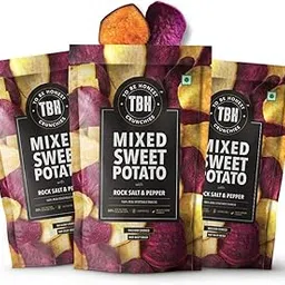 TBH - To Be Honest Vegetable Chips | Mixed Sweet Potato with Rock Salt & Pepper | High Fibre |Vegan Friendly | Low Fat | 50% Less Oil | No Preservatives - Pack of 3 (35gm * 3)-image-12