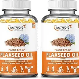Nutrdig Healthcare 1000 MG Flaxseed Oil Soft Gel Capsules Valu Pack with Omega 3-6-9 for Joint, Heart, Skin & Metabolism | 60+60, 120 Soft Gels For Men & Women-picture-29