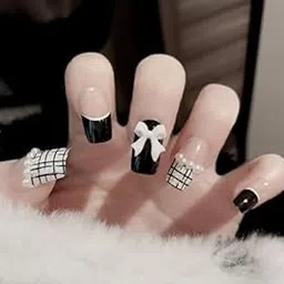 Styfy Press On | Stick On Fake Nails | Artificial Designer With 24 Pcs Jelly Glue on False Nail Including Manicure Kit - Checkmate-image-25