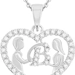 Couple Pendant "B" Letter Silver plated Valentine Latest American Diamond for Women Girls Girlfriend Men Boys Couples Lovers Design alphabet Cubic Zirconia Brass Chain Brass Pendant-image-68