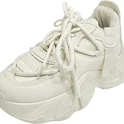 Foot Stuff Chunky Platform Sneakers, Mid Top Lace-up Athletic Shoes-picture-38
