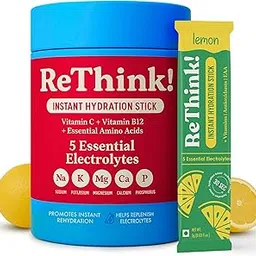 RETHINK Instant Hydration Stick, Low Sugar, Electrolyte Powder, With 5 essential Electrolytes & Added Vitamins, Daily Immunity For Gym, Workout & Travel (Pack of 18 Sachets, Lemon Flavour)-picture-10
