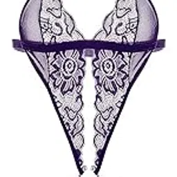 Women Lingerie Front Deep V Neck Closure Babydoll Lace Chemise Ruffle Nightgown Bodysuit Sexy Sleepwear with Panty 1 Piece.-picture-18