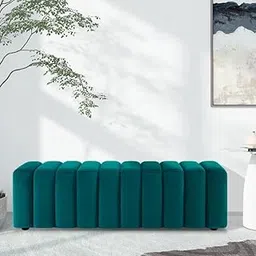 Wide Waiting Room Bench Guest Reception Ottoman Bench Velvet Fabrics Multipurpose Settee for Living Room Casual Rectangular Standard Pouf Color (Green)-picture-27
