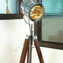 ART N CRAFT Nautical Designer Nautical Spotlight Wooden Tripod Stand Floor Lamp LED Lamp, Floor Lamp, Spotlight, Living Room Lamp Searchlight, Home Office Decorative Corner Lamp-image-5