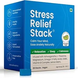 Stress Relief Stack | Relieve Stress, Anxiety & Improve Sleep Quality | Enriched with 7 Natural Ingredients | Balance Cortisol | Generalized Anxiety Disorder (GAD) Stack | For Men & Women | 28 Vegan Stacks-image-77