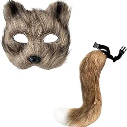 merishopp Faux Cat Mask Tail Props Set Accessory for Girls Women Party Stage Shows Coffee-picture-33