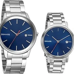 sonata Quartz Analog with Date Blue Dial Metal Strap Watch for Couple-NS71338164SM01P-picture-51