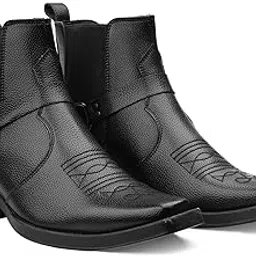 yuvrato baxi Men's 2 Inch Block Heel Height Increasing Faux Leather Material, Casual Formal Slipon Chelsea Boot and Ring Boot-picture-13
