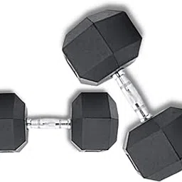 FIRE FITNESS 20kg X 2 rubber dumbbelles for home gym equipment for men with silod metal handle no breaking risk at training time we can use any place and any where-picture-40