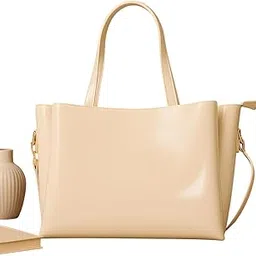 haveglam Large Faux Leather Tote Handbag for Women, Shoulder Bag with Gold Hardware, Available in 4 Colour-picture-36