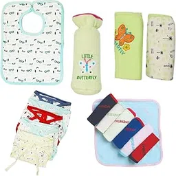Fash-N-Vibe Light Blue Newborn Baby Starter Kit with Bib Bottle Cover Wrapping Sheets Nappies Napkin Set 0 to 3 Months Ideal for Travel Gifting Festive or Home Use_26-picture-19