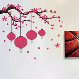 generic Divine Printry Tree with Lamp and Flower Design Wall Sticker Size - (82 * 70) cm-picture-63