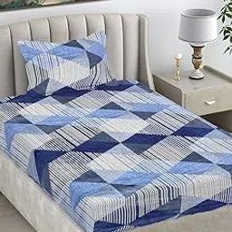 FABINALIV Multicolor Geometric Woollen Single Bedsheet with Pillow Cover (FLWSBS-1143-Multi)-picture-24