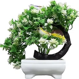 GRACEFUL DWELLINGS Decor Home Plant 1 Pc Designer Garden Artificial Bonsai Flower Tree with Pot for Room, Living Room, Office,Table Decoration (Pink Bonsai) UOD 34 (Green - B)-picture-22