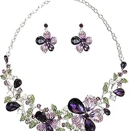 gehney joy of jewels Gehney JN13: Fancy Shining New Model American Diamond Kundan Gemstones Choker Bridal Wedding Fashion Necklace Chain and Earrings Jewellery Set for Women, Traditional Jewelry for Girls-picture-27