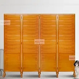 MiniMeDeskCo Room Partition/Screen/Room Separator/Wood Screen for Living Room, Bedroom, Office, Restaurant, and Hallway (4 Panel with Stand)-picture-24