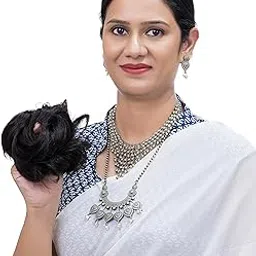 GoldTips Messy & Scrunchie Hair Bun | For Women & Girls- 100% Human Hair Juda or Donut Bun – Effortless Volume & Style - 35 gm (Natural Black)-image-64