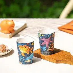 THE BAMBOO CO ® Kids/Baby Bamboo Drinking Glass Set of 2 | Made of Bamboo | for Milk,Juice,Water,Tea,Coffee | 300 ml | Eco - Friendly | Organic & Natural. (Marine Magic)-picture-24