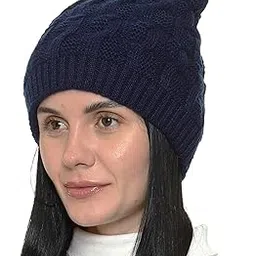gajraj Unisex Cable Knit Warm Winter Woolen Skull Cap with Fur Lining-picture-36