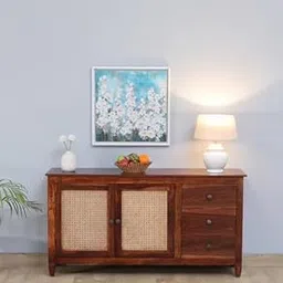 Sheesham Wood Sideboard with Cane Doors and Drawers-picture-21
