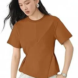 zilcon Woman Half Sleeve Round Neck Womens Tops Beach Vacation Fashion Clothes 2025 Casual Summer Spring Winter Fall Outfits Tops-picture-35