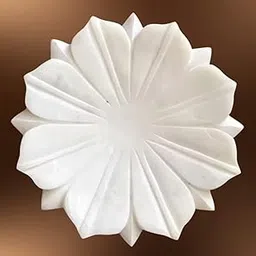 Marble White Bowl Urli for Home and Kitchen Decoration Traditional Lotus Shape Decor Tealight or Candle Lamp 6 inch with Polish-image-31