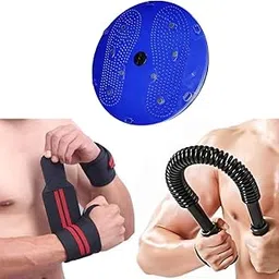 Wrist Supporter for Gym, Wrist Band for Men & Women +Power Twister Bar for Upper Body Exercise-Workout Accessories +Tummy Twister Abdominal ABS Exerciser Acupressure Pyramids Mat, Fat Burner-picture-15