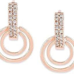 zaveri pearls Rose Gold Cubic Zirconia Contemporary Rings Drop Brass Bali Earring For Women-ZPFK9472-picture-17