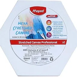 Maped Hexagon 6 Inches Stretched Canvas for Painting|Includes Free Wooden Frame|Medium Grain 100% Cotton|Sturdy & Zero Percolation|Acrylic Double Gesso Primed |Ideal for Beginners, Students & Artist-picture-26