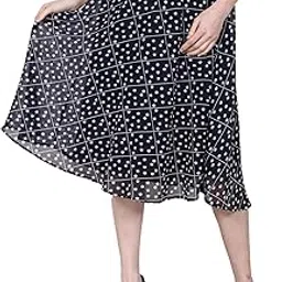 selfys Latest Women's Black Polka & Square Printed Polyester Skirt, Stylish and Comfortable, Lightweight and Breathable Fabric for All-Day Comfort.-picture-11