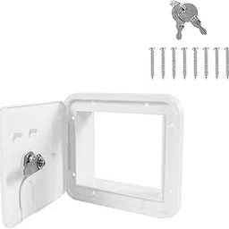 ATORSE Square RV Electric Cable Hatch W/ 2 Keys for Trailer Camper Drain Hose White-picture-31