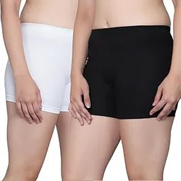 aimly Women Cotton Blend Stretchable Cycling Gym Yoga Above Knee Shorts Pack of 2-picture-10