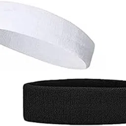 Utkarsh Set of 2 Pcs Black and White Men & Women Running/Fitness/Yoga/Workout/Gym Sweat Head Band-picture-28