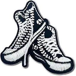 95MILES GARMENTS Black and White Shoe Embroidered Iron On Applique Patches for Jackets Caps Bags Sew on Patches (3 x 2.9 Inch)-picture-44