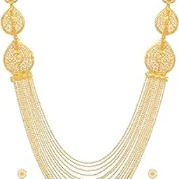 shining diva fashion One Gram Gold Plated Latest Long Chain Traditional Necklace Jewellery Set for Women-picture-56