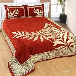 FABRIC EMPIRE Premium Velvet Double Bed Cover with 2 Pillow Covers_Size-90X100 Inch_Colour-Red-picture-19