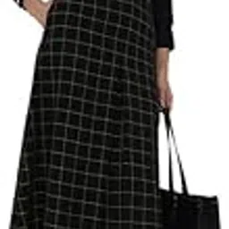 fablestreet Cotton Plaid A-line Skirt - Black-picture-16
