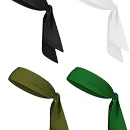 PAROPKAR 4 Pack Ninja Karate Headbands Adjustable Elastic Bandana Sweatbands Athletic Hair Wrap Bands for Men Women Use for Multi Sports Headbabnds (Black Multi)-image-26