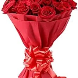 Floralbay Valentine's Day Special Fresh Flowers Bunch of Red Roses in Red Paper Packing (Bunch of 24)-image-20