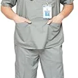 Indicare Health Sciences Men Scrub Suit Designer |V-Neck| with 7 pockets- Ideal for Doctors, Nurses, Dentists and Healthcare Professionals (Dark Grey) (L)-picture-24